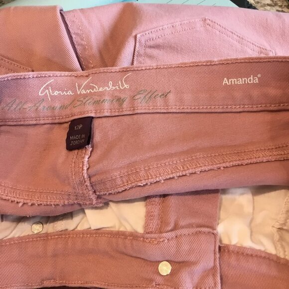 Gloria Vanderbilt Amanda Capris Stretch Denim Rose Pink Women's Size 12 Petite - Picture 5 of 8